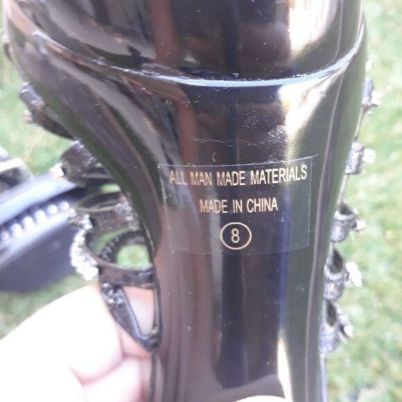 Fredericks Platform Studded Rhinestone Strappy Ankle Wrap Stiletto Heels Sz 8 - Picture 8 of 8